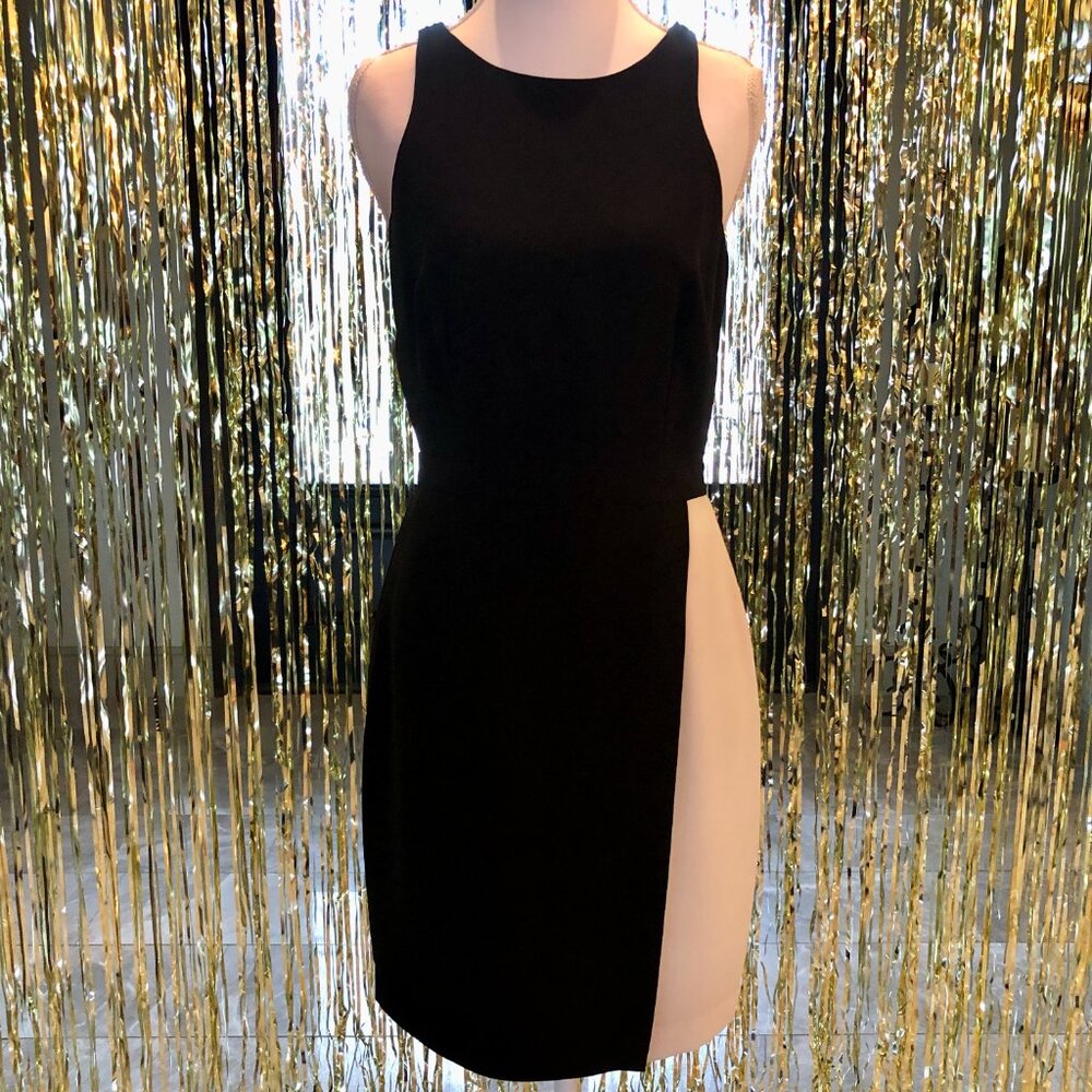 Gianni Bini Black & White Color-Block Sheath Dress Size 4 Classic Elegance